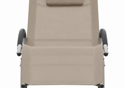 Șezlong cu pernă, gri taupe, textilenă - 2/5