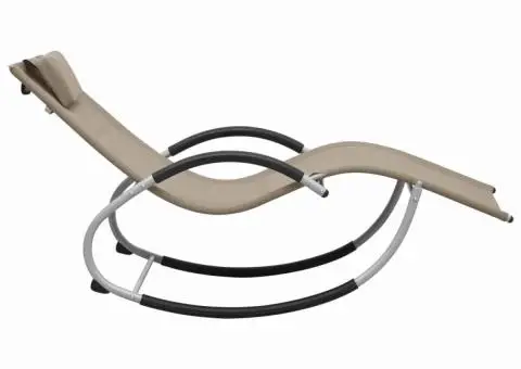 Șezlong cu pernă, gri taupe, textilenă - 3/5