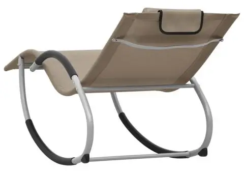 Șezlong cu pernă, gri taupe, textilenă - 4/5