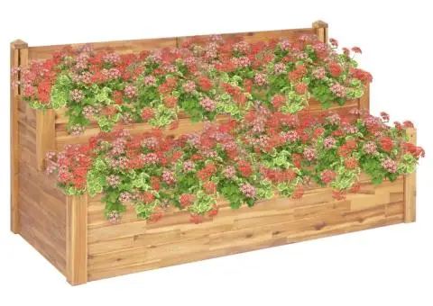 Jardinieră de grădină 2 niveluri 160x75x84 cm lemn masiv acacia - 1/5