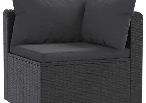 Set mobilier de grădină cu perne, 3 piese, negru, poliratan - 3/5