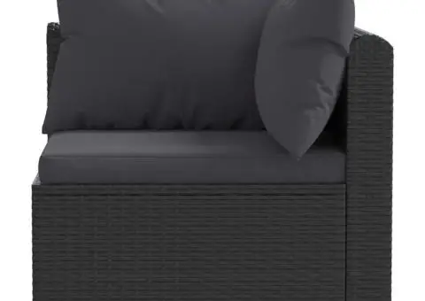 Set mobilier de grădină cu perne, 3 piese, negru, poliratan - 4/5