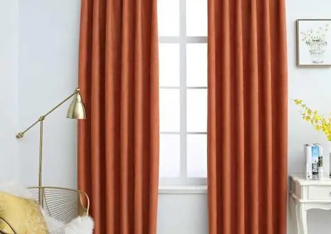 Draperii opace cu cârlige, 2 buc., ruginiu, 140 x 245 cm - 1/5