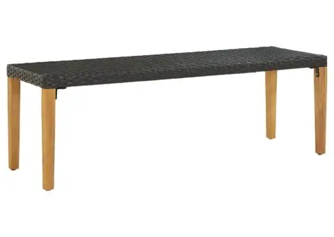 Bancă de grădină, negru, 80 cm, poliratan - 1/5