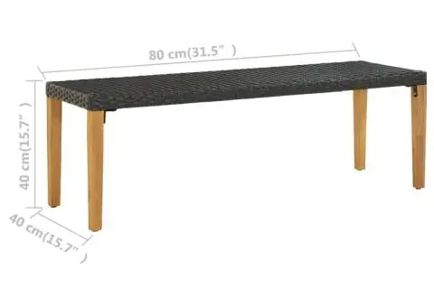 Bancă de grădină, negru, 80 cm, poliratan - 5/5