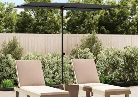 Umbrelă de soare de grădină cu stâlp aluminiu antracit 2x1,5 cm - 1/5