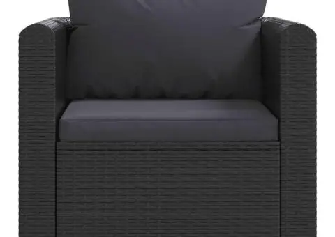 Fotoliu cu perne, negru, poliratan - 3/5