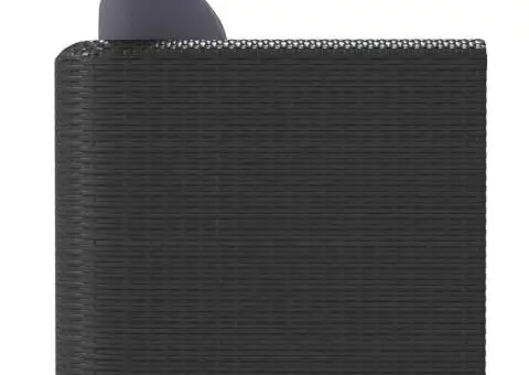 Fotoliu cu perne, negru, poliratan - 4/5