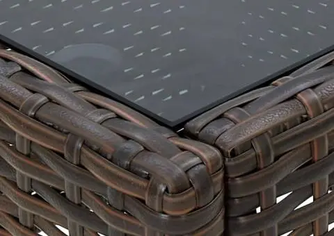 Masă de grădină, maro, 40x40x45 cm, poliratan - 4/5