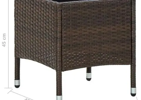 Masă de grădină, maro, 40x40x45 cm, poliratan - 5/5