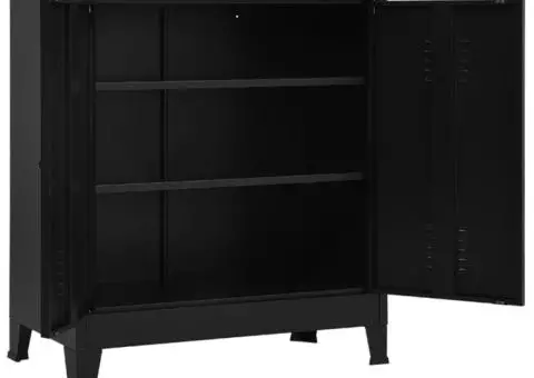 Dulap industrial de depozitare, negru, 90x40x100 cm, oțel - 2/5