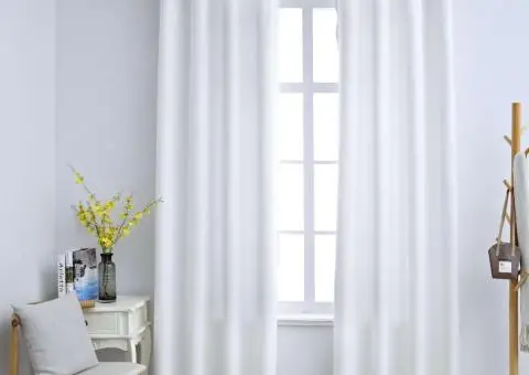 Draperii opace cu inele metalice, 2 buc., alb, 140 x 175 cm - 1/5