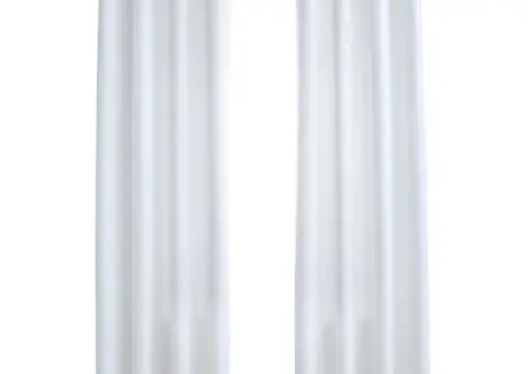 Draperii opace cu inele metalice, 2 buc., alb, 140 x 175 cm - 2/5