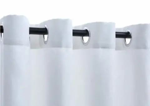 Draperii opace cu inele metalice, 2 buc., alb, 140 x 175 cm - 3/5