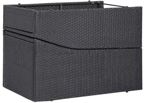 Șezlong cu pernă, negru, poliratan - 4/5