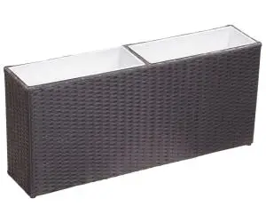 vidaXL Strat înălțat de grădină 2 ghivece negru 90x20x40 cm poliratan