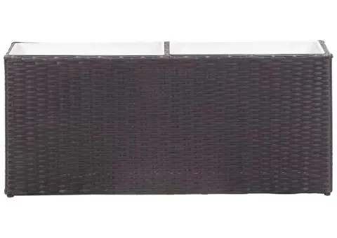 Strat înălțat de grădină 2 ghivece negru 90x20x40 cm poliratan - 2/5