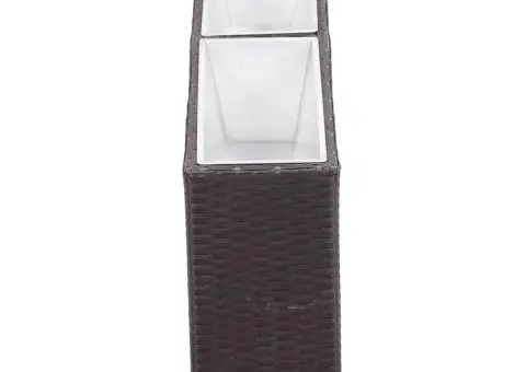 Strat înălțat de grădină 2 ghivece negru 90x20x40 cm poliratan - 3/5