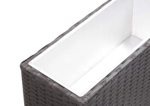 Strat înălțat de grădină 2 ghivece negru 90x20x40 cm poliratan - 4/5