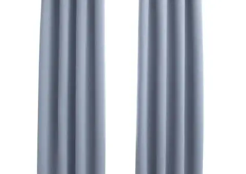 Draperii opace cu inele metalice, 2 buc., gri, 140 x 245 cm - 2/5