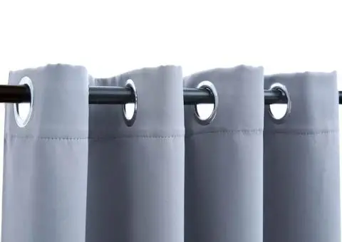 Draperii opace cu inele metalice, 2 buc., gri, 140 x 245 cm - 3/5
