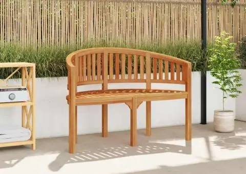 Bancă în formă de banană, 120 cm, lemn masiv de tec - 1/5