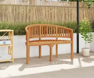 vidaXL Bancă în formă de banană, 120 cm, lemn masiv de tec