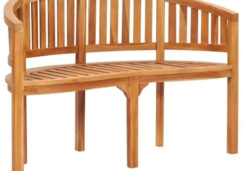 Bancă în formă de banană, 120 cm, lemn masiv de tec - 2/5