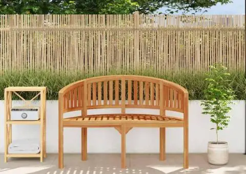 Bancă în formă de banană, 120 cm, lemn masiv de tec - 3/5