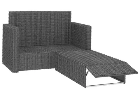 Set mobilier de grădină cu perne, 2 piese, gri, poliratan - 3/5