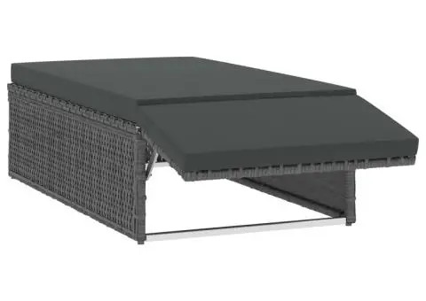 Set mobilier de grădină cu perne, 2 piese, gri, poliratan - 5/5