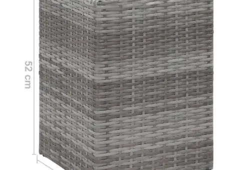 Masă laterală cu blat de sticlă, gri, 35x35x52 cm, poliratan - 5/5