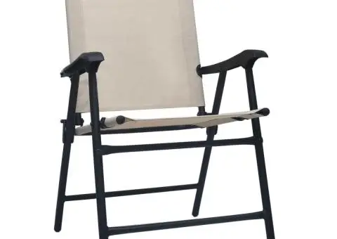 Scaune de grădină pliabile, 2 buc., crem, textilenă - 2/5