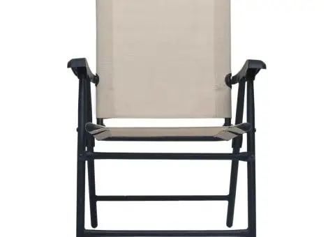 Scaune de grădină pliabile, 2 buc., crem, textilenă - 3/5