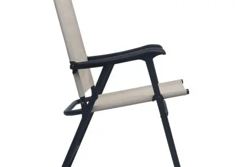 Scaune de grădină pliabile, 2 buc., crem, textilenă - 4/5