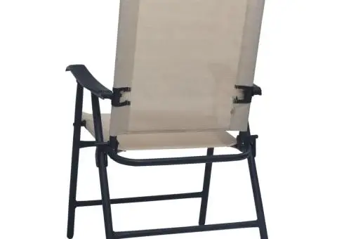 Scaune de grădină pliabile, 2 buc., crem, textilenă - 5/5