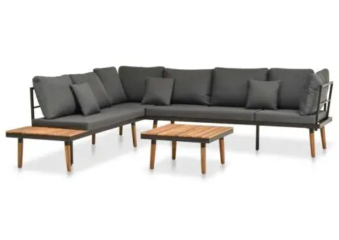 Set mobilier de grădină cu perne, 4 piese, lemn masiv de acacia - 1/5