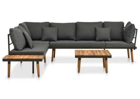 Set mobilier de grădină cu perne, 4 piese, lemn masiv de acacia - 2/5