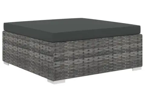 Set mobilier de grădină cu perne, 9 piese, gri, poliratan - 5/5