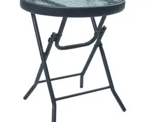 vidaXL Masă de bistro, negru, 40 x 46 cm, oțel și sticlă