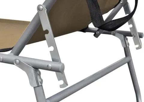 Șezlong pliabil cu copertină, gri taupe, aluminiu - 5/5