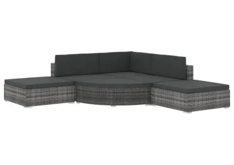 Set mobilier de grădină cu perne, 6 piese, gri, poliratan - 2/5