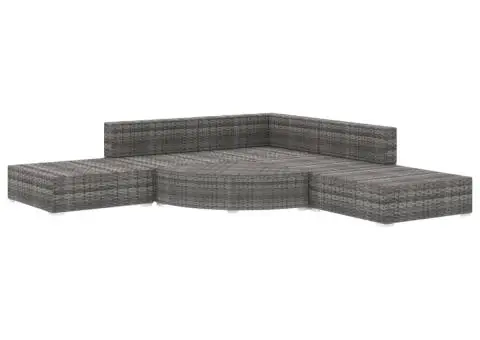 Set mobilier de grădină cu perne, 6 piese, gri, poliratan - 3/5