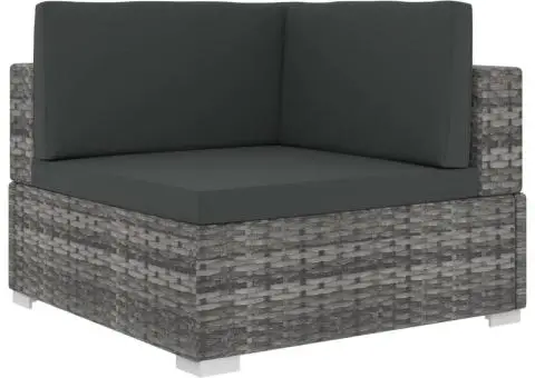 Set mobilier de grădină cu perne, 6 piese, gri, poliratan - 4/5