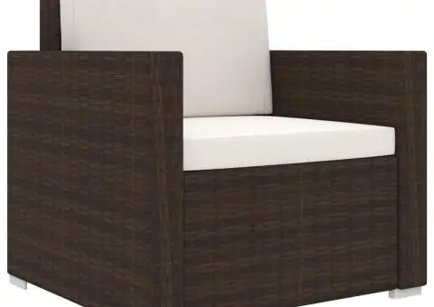 Set mobilier de grădină cu perne, 11 piese, maro, poliratan - 4/5