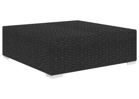 Taburet modular, 1 buc., cu pernă, negru, poliratan - 2/5