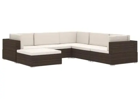 Taburet modular, 1 buc., cu pernă, negru, poliratan - 5/5