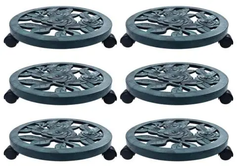Suporturi de plante cu role, 6 buc., verde, 38 cm, plastic - 1/5