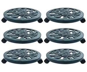 vidaXL Suporturi de plante cu role, 6 buc., verde, 38 cm, plastic
