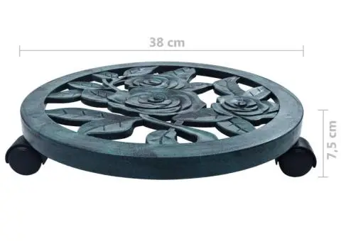 Suporturi de plante cu role, 6 buc., verde, 38 cm, plastic - 5/5